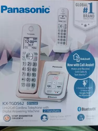 US $20.00 Panasonic KXTGD532W 2-handsets with answering machine base -Bluetooth- BRAND NEW