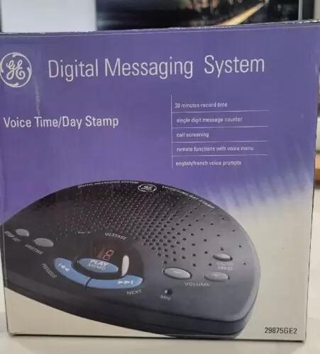 C $31.00 GE Digital Messaging Answering Machine System 29875GE2 Voice Time/Day Stamp