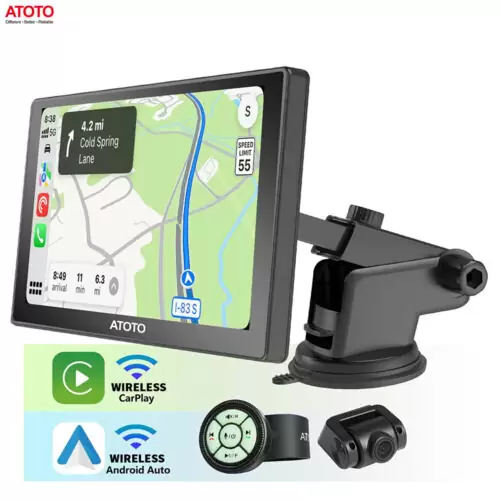 C $295.99 ATOTO P8 7in Portable Car Stereo GPS Navigator w/ 1080P DVR Cam & Remote Control