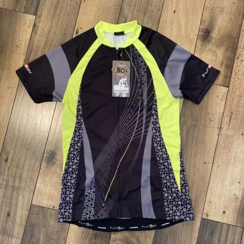 US $28.99 FUNKIER women’s size medium cycling jersey black gray,fluorescent yellow New!!!
