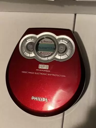C $20.00 Philips Expanium CD-MP3 Disc Walkman Playback Exp320 Red Discman Player Tested