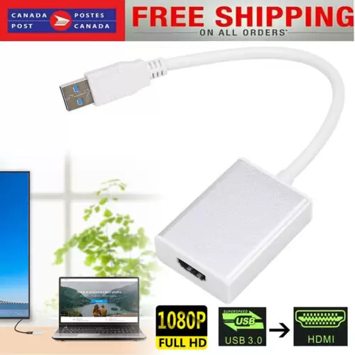 C $14.50 HD 1080P USB 3.0 to HDMI Video Cable Adapter For PC Laptop HDTV LCD TV Converter