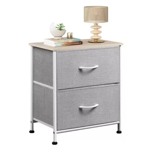 US $66.91 WLIVE Nightstand, 2 Drawer Dresser for Bedroom, Small Dresser with 2 Drawers,...